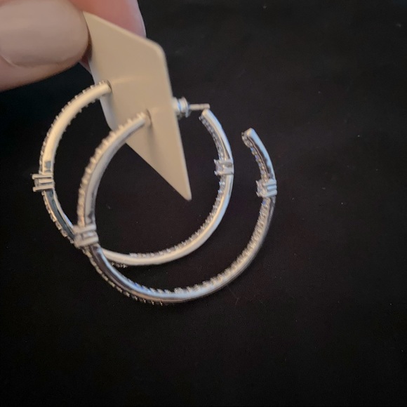 Cubic Zirconia hoop earrings for ladies - Picture 3 of 5